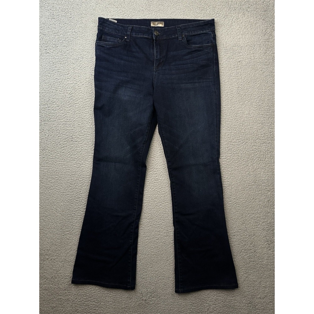 KUT from the Kloth Natalie Mid Rise Flare Jeans Sz 14 Dark Wash Blue Stretch